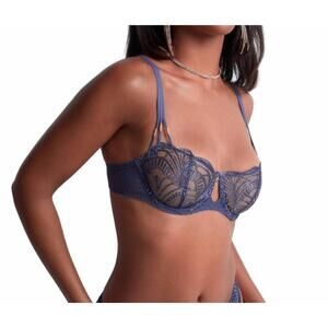 NEW AUBADE corbeille vibes half cup bra in denim